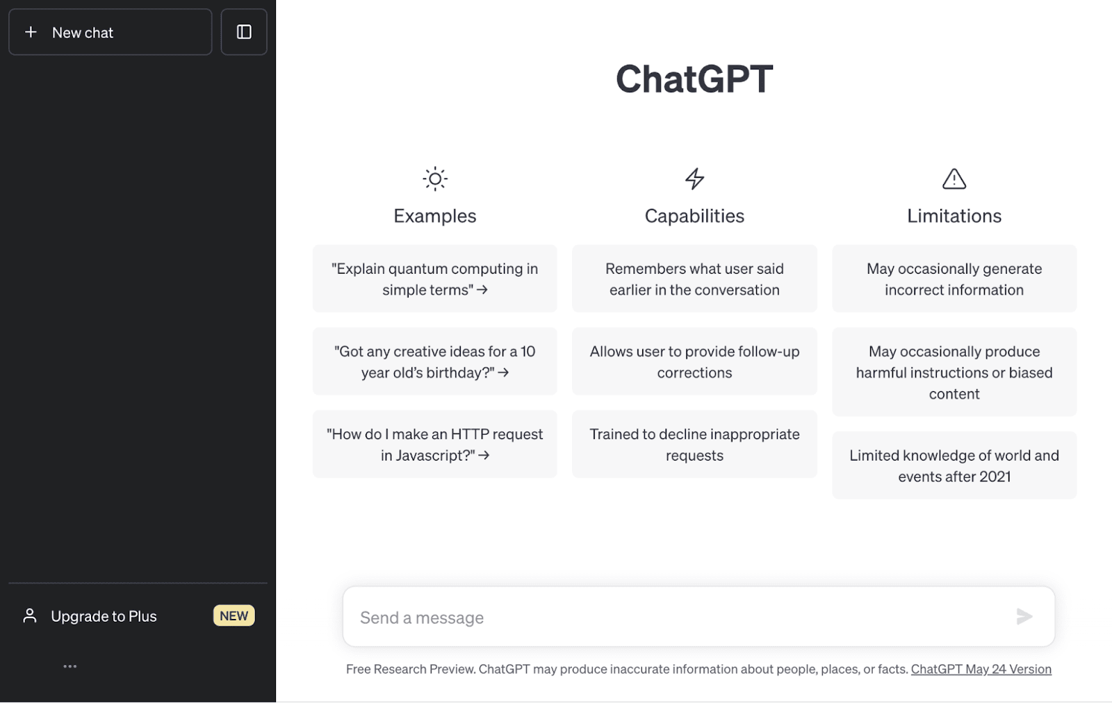 ChatGPT interface