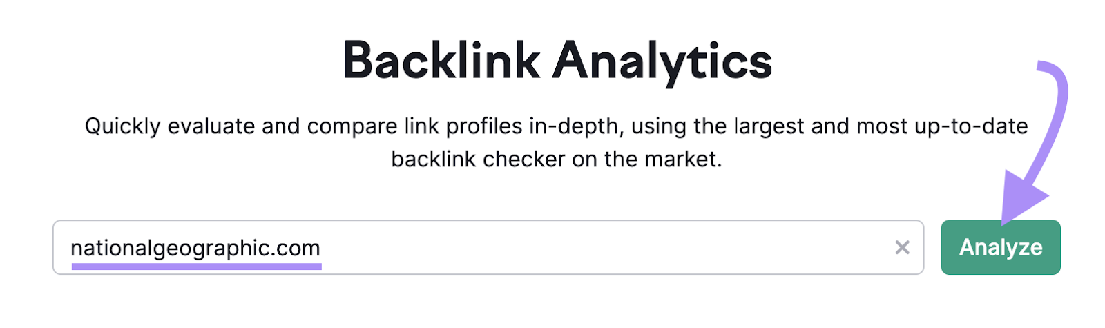 "nationalgeographic.com" entered into the Backlinks tool search bar