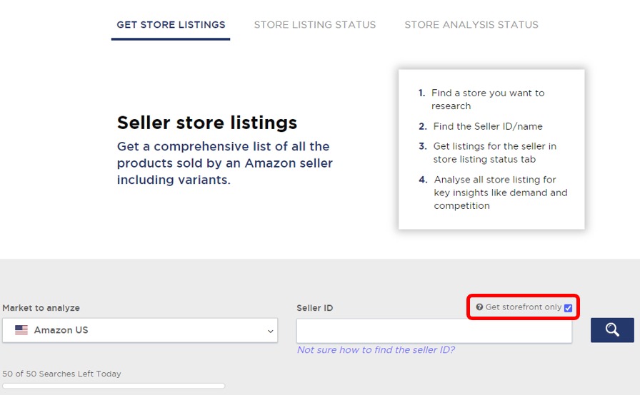 Unchecking the &lsquo;Get storefront only&rsquo; box in the &lsquo;Store Analysis&rsquo; feature of Product Research Pulse.